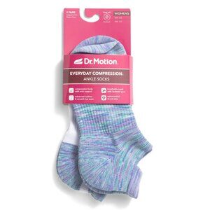 DR MOTION Blue 2pk Spacedye Compression Ankle Socks